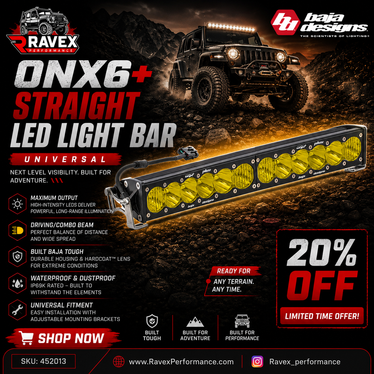 ONX6+ STRAIGHT LED LIGHT BAR - UNIVERSAL