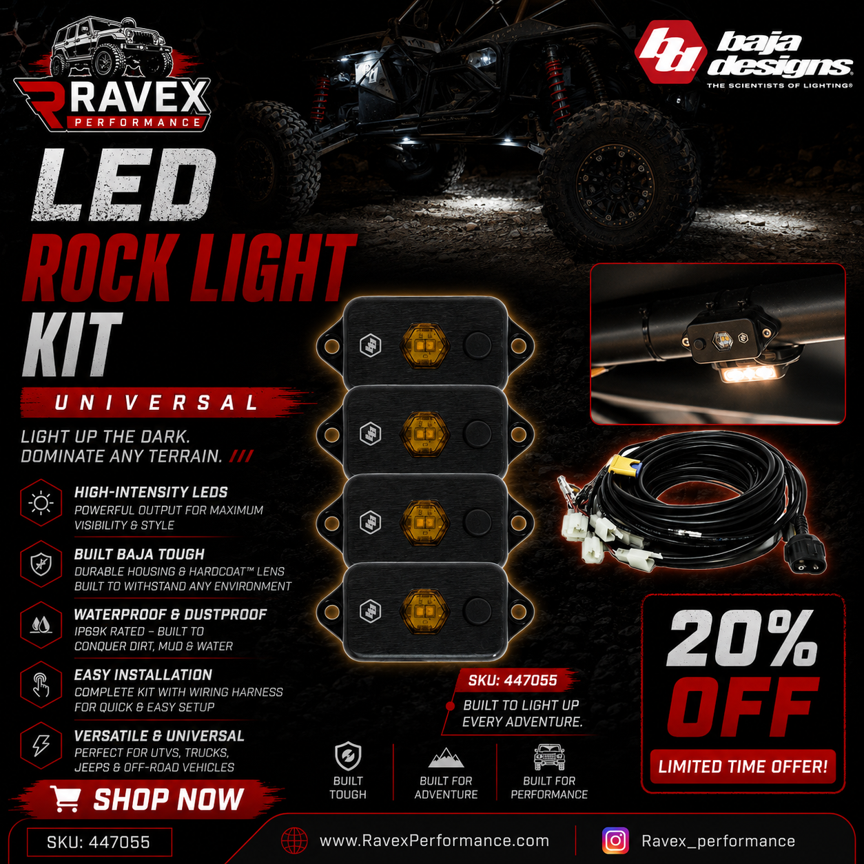 LED ROCK LIGHT KIT - UNIVERSAL