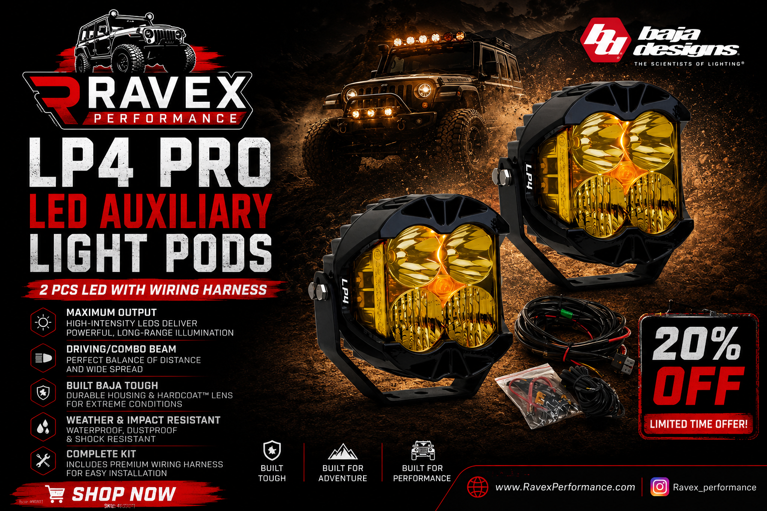 LP4 Pro LED Auxiliary Light Pods