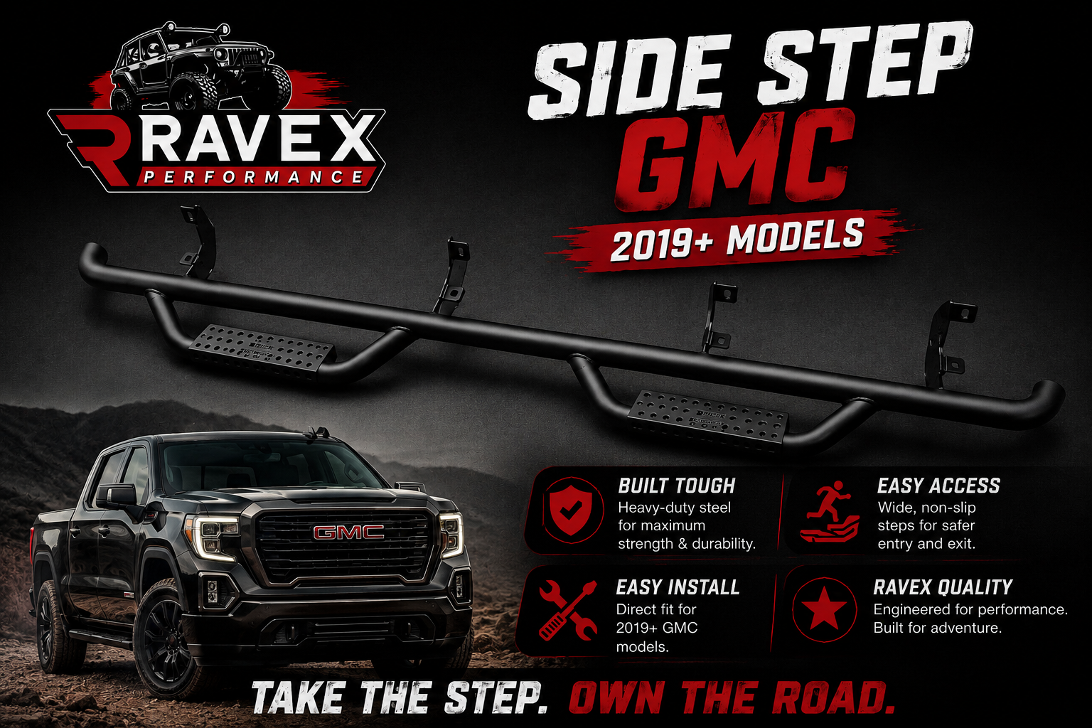 OFF ROAD SIDE STEP FOR GMC/SILVERADO MODEL 2019+